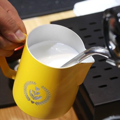 Latte Latte Professional Coffee Latte Cup 304 Stainless Steel Electroplated Pointed Mouth Italian Flower Cylinder Milk Foam Cup