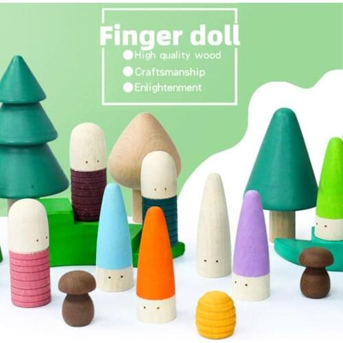 Childrens Wooden Building Blocks Colorful Rainbow Forest Toy Color Recognition Creativity Game Montessori Education Kids Gift