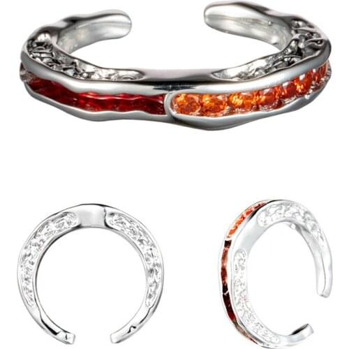 European and American rings dual-purpose earclip rings for men and womens jewelry earrings about red open ring