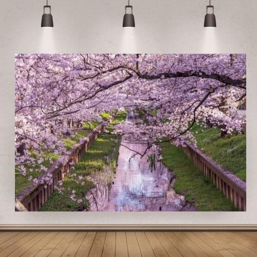 Purple Sakura Background Prop Decoration Japanese Style Street Wallpaper PhotoPortrait Studio Photography Vinyl Backdrop