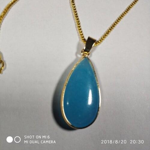 GYWYN New agates bag gold dr op pendant necklace natural ja des copper go lds plated necklace female jewelry N