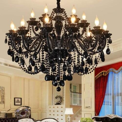Black Chandelier Living Room Crystal Chandelier Light Dining Room Bedroom Hanging Lamp Villa Hotel glass crystals for chandelier