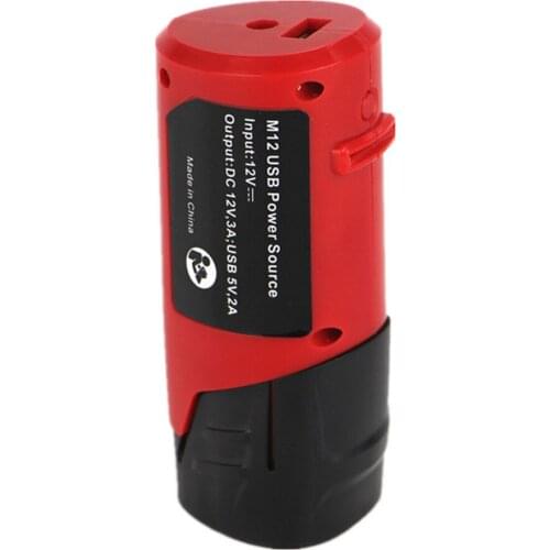 Power Source Portable Charger Tools Converter ABS Safe Red Replacement USB Adapter For Milwaukee Lithium Battery 12V M12