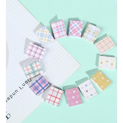 4Pcs/set 1/12 Dollhouse Miniature Book Model Notebook Stripe Lattice Notebook Doll House Furniture Decor Dollhouse Accessories