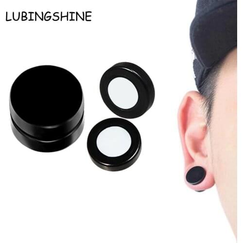 LUBINGSHINE 1 Piece Vintage Magnet Magnetic Ear Stud Non Piercing Clip Black Earrings Fake Earrings for Boyfriend Lover