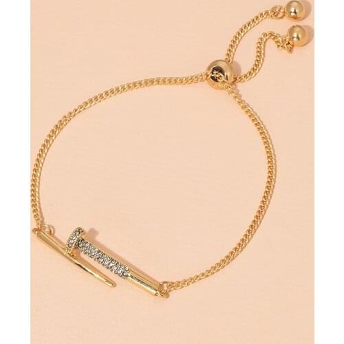 Ins Rose Gold Nail Bling Rhinestone Adjustable Chain Irregular Minimalism Bracelets Korean Fashion Women Party Jewelry