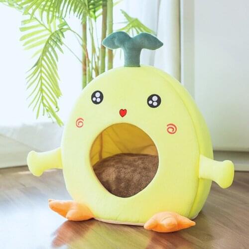 Cute Cat Bed House Small Medium Dog Pet Accessories Soft Kitten Bed Cave Fleece Sleeping Bag Chick Shape Winter Warm Cozy Bed