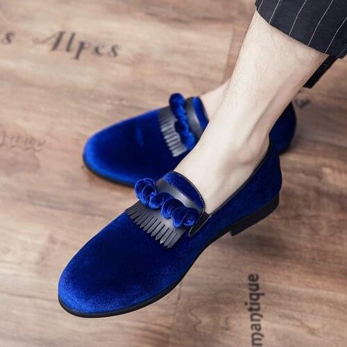 Mens Velvet Tassels Oxford Wingtip Mocassin Dress Business Driving Slip On Shoes Plus Size 38-48 Black 3Colors New 2020