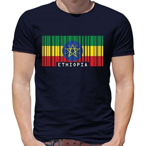 Mens T Shirts Fashion 2019 Ethiopia Barcode Style Flag - Mens Crewneck T-Shirt - 7 Colours T Shirt Short Sleeve