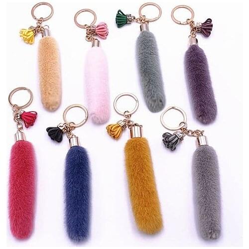 Soft tassel keychain ornament Plushed accessories Small tail shape Backpack hanging pendant Novelty Gift keychain ornament