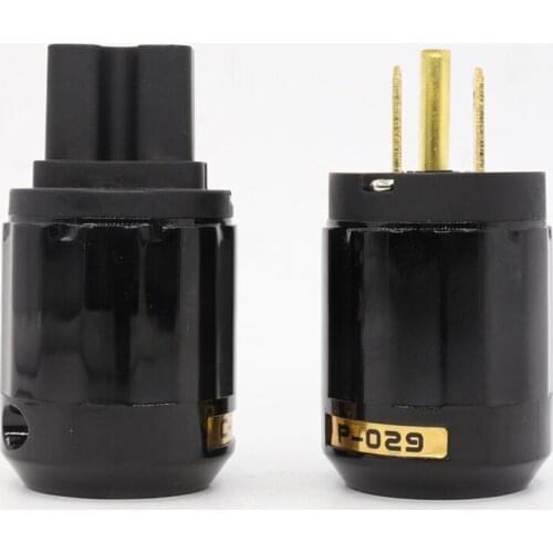 New Brass P-029 US Power Plug & C-029 IEC Connector (Black) 10Pairs