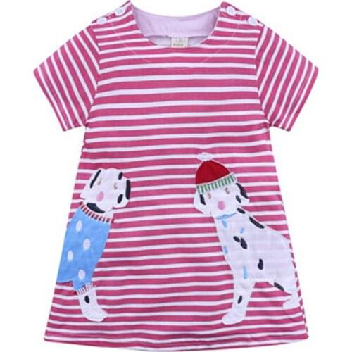 New Princess Dress 2018 Baby Girls Dresses with Animal Appliques Cotton Casual Dress Children Dress Kids Clothes for 1-7y