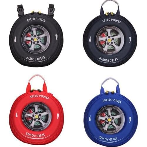 Personality creative 3D tire bag New childrens cartoon backpack Cute wheel kids bag diagonal package 20161115 24X13X24cm