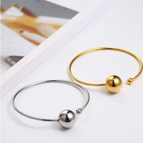 OUFEI Stainless Steel Jewelry Woman Vogue 2019 Steel Ball Bracelets Bangles Adjustable Jewelry Accessories Charm Cuff Bracelets