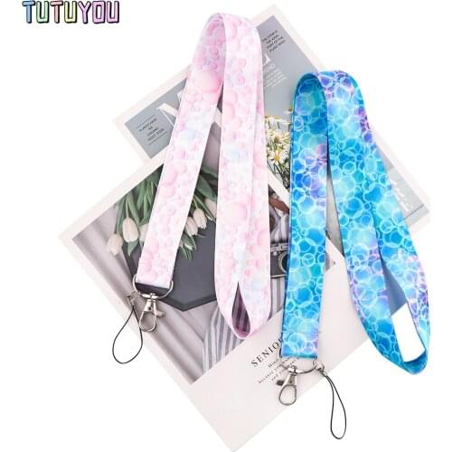 PC3109 High Quality Dreamy Blue Pink Bubbles Key Chain Fashion Lanyard Gifts For Child Students Phone USB Badge Holder Necklace