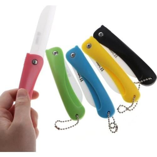 Portable Kitchen Folding Ceramic Fruit Knife Household Cutting Tool With Chain