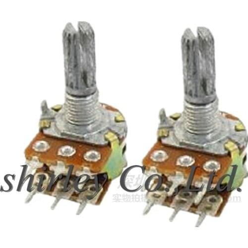 5PCS 100% new WTH148 double volume potentiometer B1K B10K B20K B50K B100K 20mm flower axis switch
