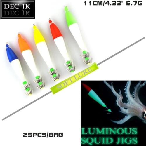 25PCS Octopus Fishing Lure Squid Jigs Luminous Artificial Bait Lot Accessories Hard Jigging Jerkbait Fake Lures Sea Fishing Bait