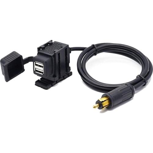 DIN Hella Plug to 2.1A Dual USB Charger Socket Power Adapter for BMW Motorcycle
