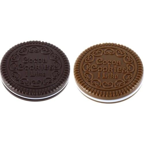 Promotion Brown Cute Cookie Shaped Mirror Makeup Chocolate Comb Pocket Mirror Drop Shipping