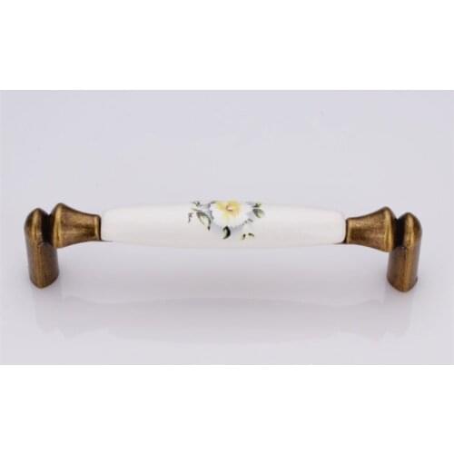 High grade zinc alloy kitchen bedside cupboard handle 3.8"Bookcase ceramic hardware pull knob cabinet drawer wardrobe pulls 96mm