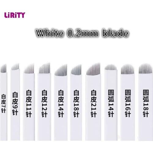 Cheapest 500pc 0.2mm disposable eyebrow microblading needles flexible curved white blades U shape permanent makeup tattoo