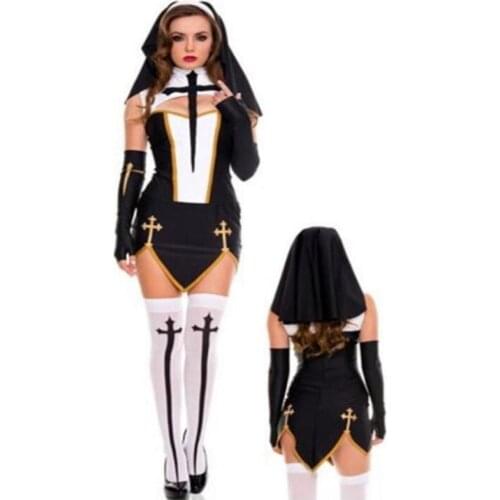 Sexy Bad Habit Nun Costume Religious Sister Fancy Dress Sexy Halloween Customes Lingerie Cosplay