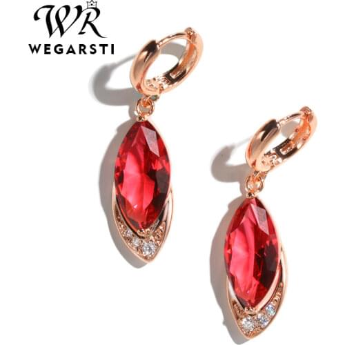 WEGARASTI Silver 925 Jewelry Earrings Ruby Fine Jewelry Classic Vintage Earring Party Pomegranate Sterling silver Red Earrings