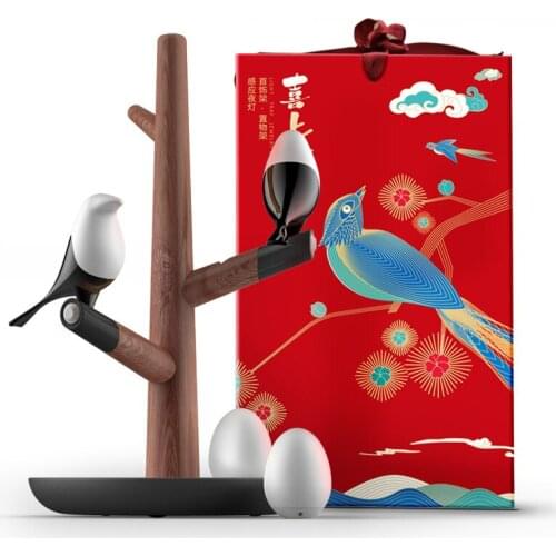 Solid Wood LED Night Light USB Smart Battery Bedroom Bedside Lamp Mini Silicone Gift Magnetic Body Light Sensor