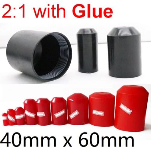 Heat Shrink End Seal Cap Dia 40mm x 60mm Length Cable Sleeve Adhesive Glue Lined Insulate Wrap Wire Protect Cover Bottom 35KV