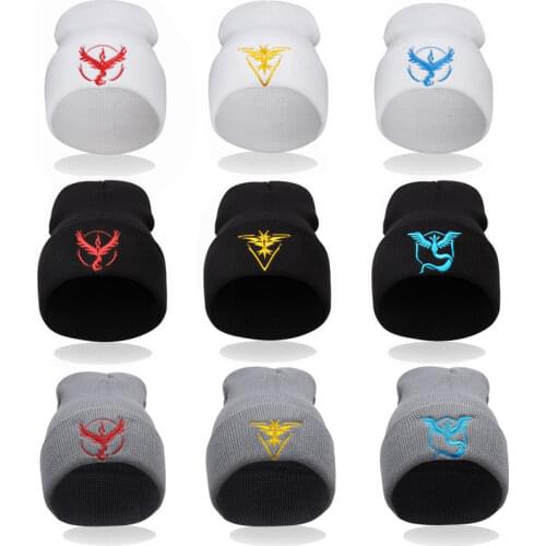 Europe and The United States Style Men and Womens Cartoon Pokemon Go Embroidery Knitted Wool Beanies Hat Hip Hop Ski Cap RX086