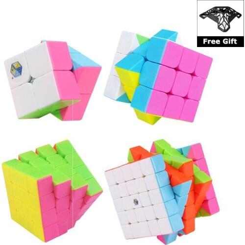 YUXIN ZHISHENG 4PCS Magic Cube Set 2xx22 3x3x3 4x4 5x5 Speed Puzzle Antistress Cube Professional Educational Toys with Bracket
