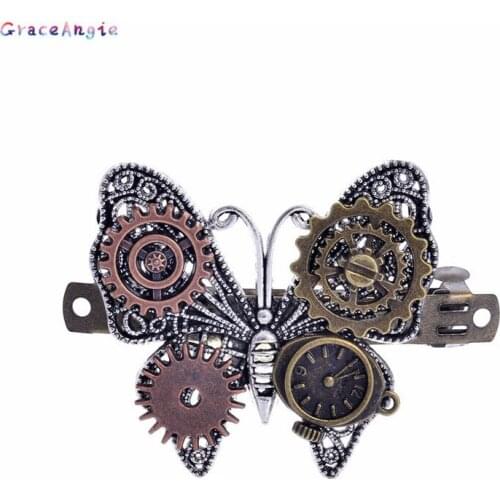 GraceAngie Hairgrips Punk women hair jewelry Hair wear women Hairpins Holder Hair Accessories steampunk gear alloy spring clip