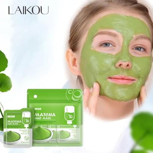 LAIKOU Longjing Matcha Green Clay Face Mask Oil Control Acne Shrink Pores Whitening Skin Blackhead Remover Skin Care