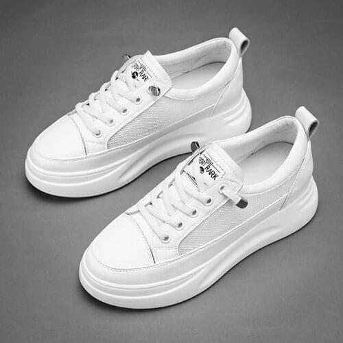 Nice vogue White Breathable Net Sneakers Women Low-Heel Flat Platform Ladies Lace-Up Lightweight Female Comfort White Shoes