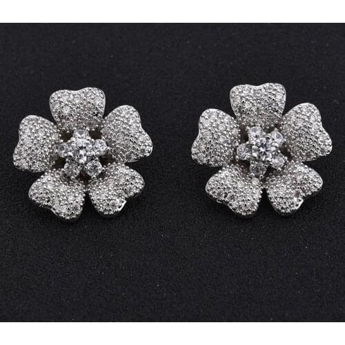 Womens Fashion Cz Crystal Flower Shape Ear Cuff Clip-on No Piercing Earring