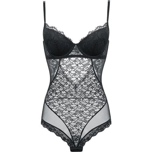 Womens One-Piece Bodysuit Pajamas Push Up Lace Lingerie Sexy Bra Set Underwear CYHWR