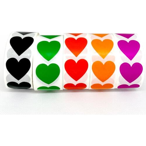 1 Inch 500 Pcs/Roll Bright Colors Heart Label Stickers for Baking Gift Card Packaging Wrapping Party Wedding Small Business