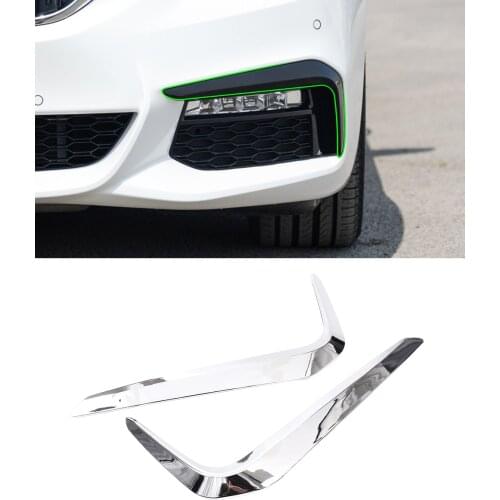 2pcs ABS Chrome Front Fog Light Decoration Strips Trim For BMW New 5 Series G30 530liM 2017 2018 Car Accessories