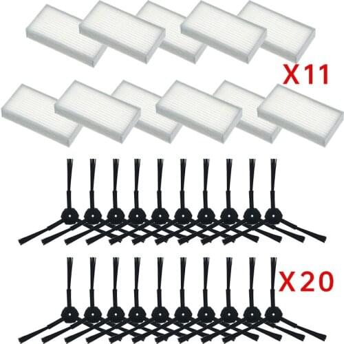 31pcs/lot 20pcs side brush(10 pair)+11pcs HEPA filters bursh for ecovacs CR120 X500 X600 panda X500 filter Promaster Robot 2712