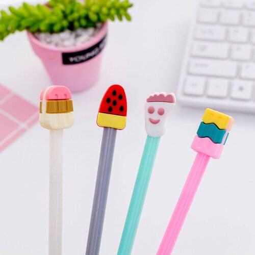 50PCS Cute Watermelon Ice Cream Big Toe Board Gel Pens 0.5mm Black Student Stationery Office Accessories Cute School Supplies