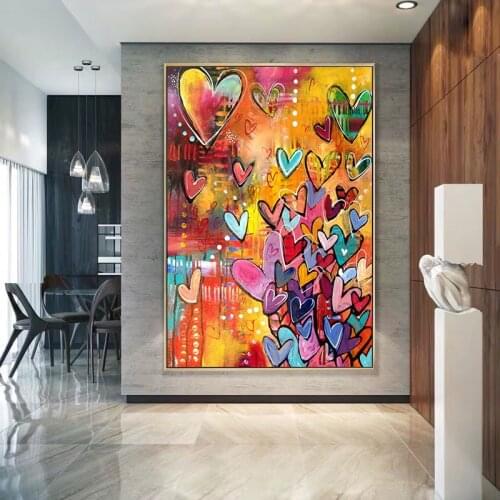 Abstract Love Heart Canvas Painting Pop Art Posters Graffiti Modern Home Decor Prints Frameless Wall Art Interior Decor
