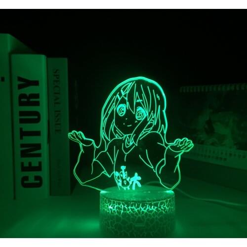 K ON Yui Hirasawa Anime Acrylic LED White Base Night Light for Birthday Gift Bedroom Decorative Room Nightlight 3D Table Light