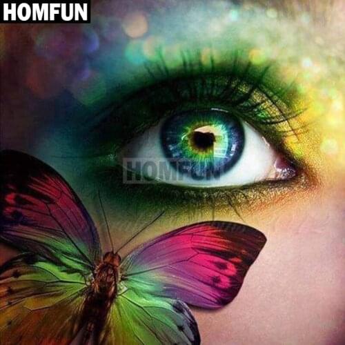 HOMFUN Full Square/Round Drill 5D DIY Diamond Painting "Eye Butterfly" Embroidery Cross Stitch 5D Home Decor Gift A02165