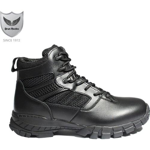 Drunrocks Sports Shoes Mens Tactical Boots Male Combat Ankle Footwear Man Genuine Leather Safety Boots Breathable Outdoor shoes