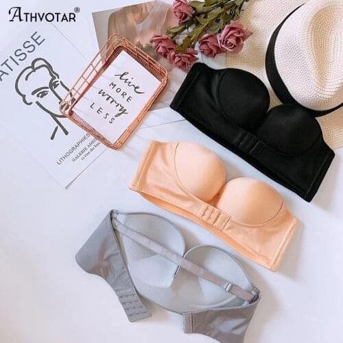 ATHVOTAR 3/4 Cup Invisible Bra Push Up Women Bras Sexy Brassiere Strapless C D Cup Bralette Lingerie