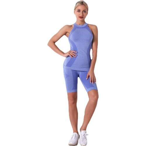 CXUEY Seamless Fitness Suit 2020 Workout Yoga Gym Set Women Dry Fit T-shirt Bike Shorts Sports Suit Active Wear Women Sportswear