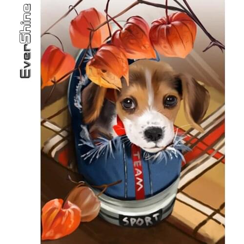Evershine Full Square Diamond Painting New Arrival Dog 5D DIY Diamond Embroidery Animal Cross Stitch Autumn Home Decor