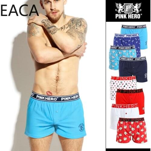 Pink Heroes Cotton Underwear High Quality Men Boxer Shorts Casual Sleep Underpants Fashion Printed Comfortable Homewear Panties