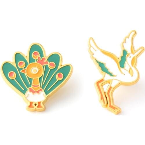 HOSENG Chinese Style Crane Peacock Cartoon Bird Animal Brooch Original Jewelry For Women Wedding Party Enamel Pin HS_7543